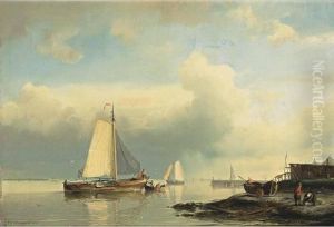 Shipping In A Calm by Johannes Hermann Barend Koekkoek