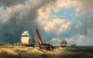 Squally Weather At The Mouth Of The Scheldt by Johannes Hermann Barend Koekkoek