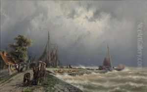 Volendam Bij Buig Weder by Johannes Hermann Barend Koekkoek