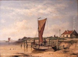 Fishermen Unloading A Beached Coastal Craft