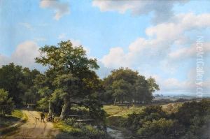 Wooded Landscape With Travellers On A Track Inthe Foreground by Marianus Adrianus Koekkoek