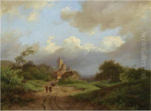 Figures On A Country Road On A Windy Day