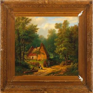 A Landscapescenery With Persons And A Dog