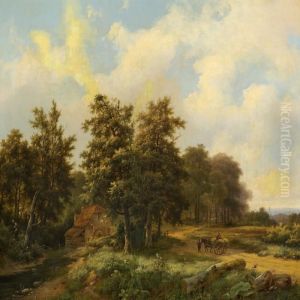 Woodland Landscape With A Watermill by Marianus Adrianus Koekkoek