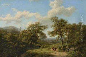 Travelers On A Country Lane by Marianus Adrianus Koekkoek