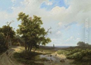 Reisende In Einer Sommerlandschaft. 1856.