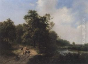 Figures And Cattle On A Country Lane