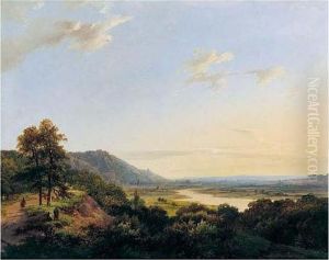 Reizige En Jagers In Een 
Heuvelachtig Rivierlandschap (travellers And Hunters In A Landscape)
