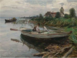 Im Ruderboot (fisherman In A Boat) by Alexander Max Koester