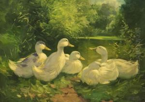 Funf Enten Am Teich by Alexander Max Koester