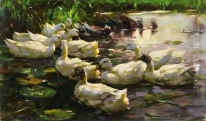 Enten Im Wasser(fohnstimmung) by Alexander Max Koester