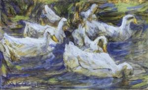 Sieben Enten Auf Dem Wasser by Alexander Max Koester