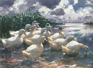 Ducks On A Pond by Alexander Max Koester