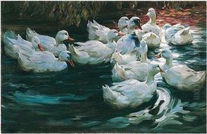 Heimwerts-enten Auf Einem Teich (homeward Bound-eleven Ducks On A Pond) by Alexander Max Koester