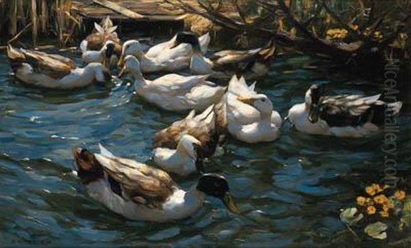 Enten In Schilfwasser Unter Asten (ducks In The Reeds Under Theboughs)
Signed 'a Koester.' (lower Left) - view 1
