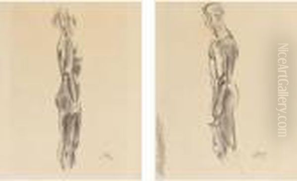 Study For Male Nude; Study For Female Nude: A Pair Of Drawings - view 1