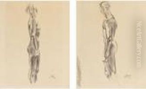 Study For Male Nude; Study For Female Nude: A Pair Of Drawings by Georg Kolbe
