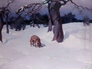 Loup Mulotant Dans La Clairiere Enneigee by Stepan Feodorovich Kolesnikov