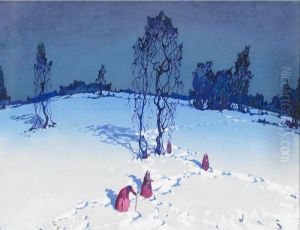 Women On A Snowy Hillside by Stepan Feodorovich Kolesnikov