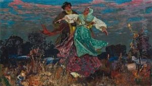 Couple De Danseurs Dans La Campagne Russe by Stepan Feodorovich Kolesnikov