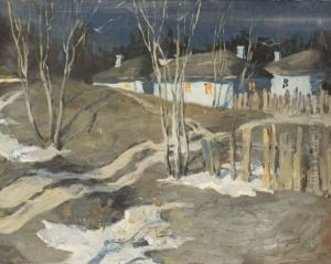 Maisons Dans La Nuit by Stepan Feodorovich Kolesnikov