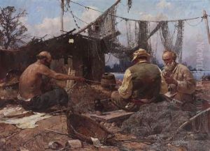 Fishermen Repairing Nets