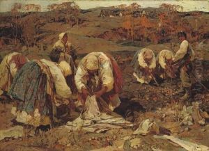 The Potato Harvest In Belorussia by Stepan Feodorovich Kolesnikov