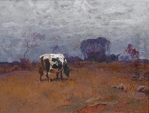 A Cow Grazing by Stepan Feodorovich Kolesnikov