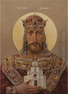 Saint Stepan Dychansky by Stepan Feodorovich Kolesnikov