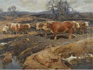 Ploughing The Field by Stepan Feodorovich Kolesnikov