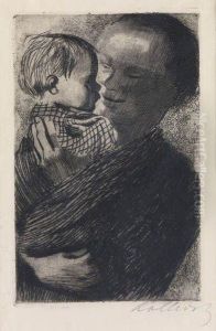 Mutter Mit Kind Auf Dem Arm by Kathe Kollwitz
