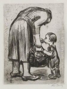 Stehende Mutter,
Ihr Bublein Futternd by Kathe Kollwitz