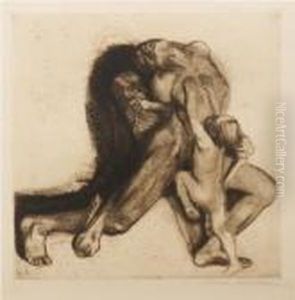 Verlag Von Emil Richter Dresden Tod Un Frau by Kathe Kollwitz