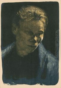Brustbild Einerarbeiterfrau Mit Blauem Tuch by Kathe Kollwitz