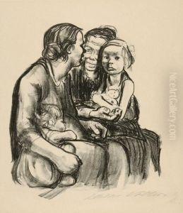 Zweischwatzende Frauen Mit Zwei Kindern