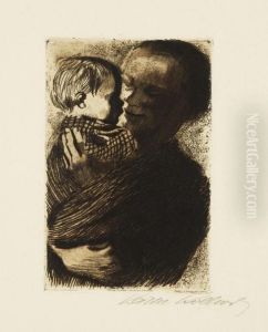 Mutter Mit Kind Auf Dem Arm. by Kathe Kollwitz