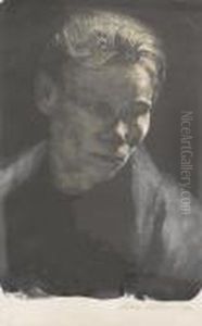 Brustbildnis Einer Arbeiterfrau Mit Blauem Tuch by Kathe Kollwitz