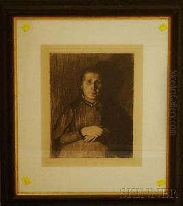 Frau Mit Ubereinandergelegten Handen by Kathe Kollwitz