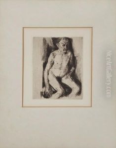 "sitzender Mannlicher Akt" by Kathe Kollwitz