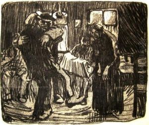 Figures At A Bar by Kathe Kollwitz
