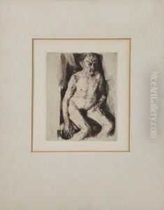 Sitzender Mannlicher Akt by Kathe Kollwitz