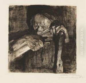Beim Dengeln. by Kathe Kollwitz