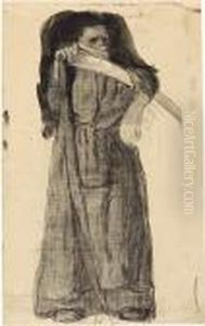 Frau Mit Sense- Verworfene Zweite Fassung Des Dritten Blattes Des Zyklus"bauernkrieg" by Kathe Kollwitz