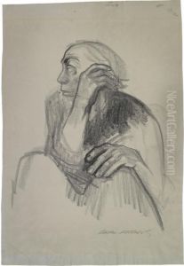 Selbstbildnis,nach Links - Sitzende Frau, Mit
Aufgestutzter Hand by Kathe Kollwitz