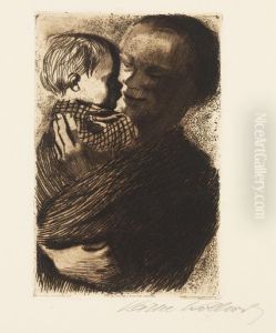 Mutter Mit Kind Auf Dem Arm by Kathe Kollwitz
