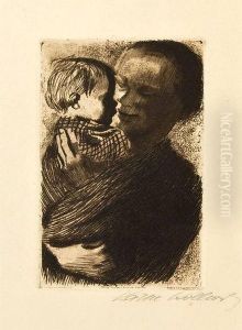 Mutter Mit Kind Auf Dem Arm (k.114) by Kathe Kollwitz