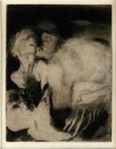 Tod Und Frau Um Das Kind Ringend by Kathe Kollwitz