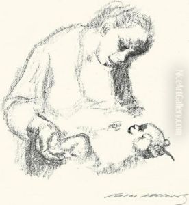 Junge Mutter Mit Saugling by Kathe Kollwitz
