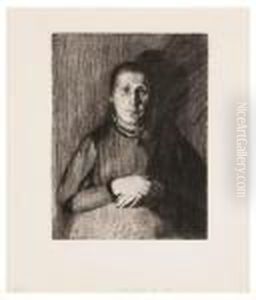 Frau Mit Ubereinandergelegten Handen by Kathe Kollwitz