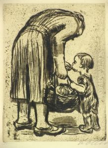 Stehende Mutter, Ihr Bublein Futternd by Kathe Kollwitz